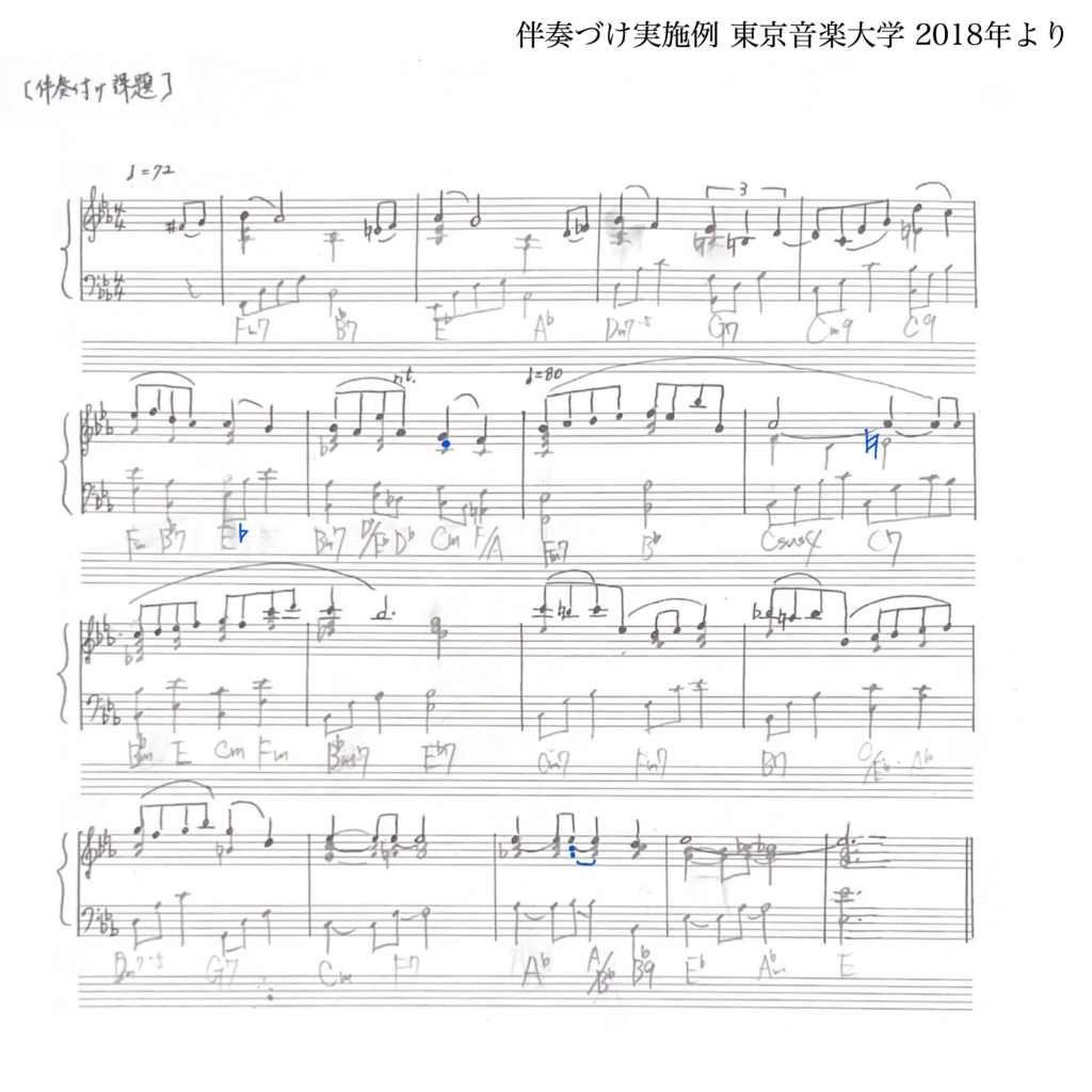 東京音楽大学ミュージックメディア・コース「伴奏づけ実施例」